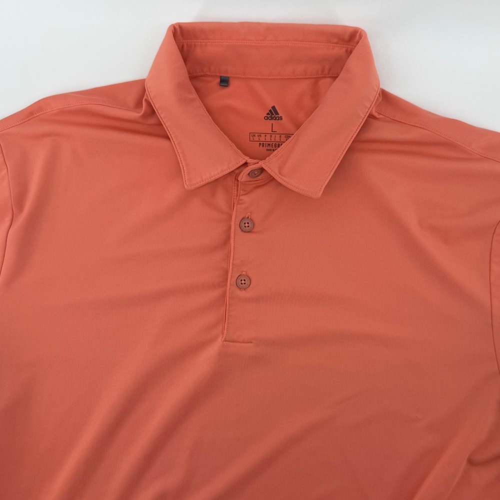 Adidas Golf Polo‎ Men's Large Coral Primegreen Short Sleeve Performance Shirt